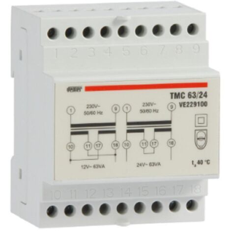 Vemer trasformatore tmc 63/24 trasf. 63va cont. 230/12-24v ac ve229100 (1/2)