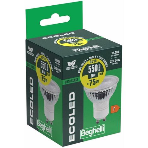 Lampadina led gu10 6w 95° 4000k beghelli 56241