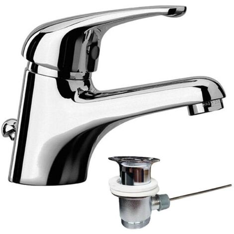 Rubinetto miscelatore lavabo lavandino monoforo monocomando paini creta 100, pai 42cr211, con scarico automatico 1 pollice e 1/4