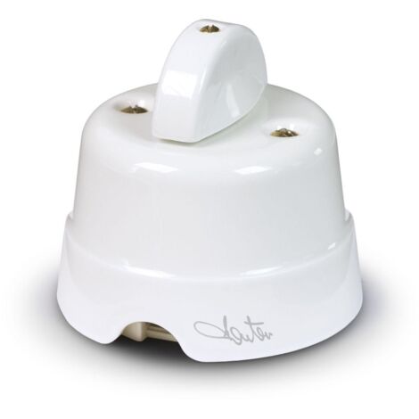 Pulsante rotativo da parete in ceramica 10ax 250v ceramica, colore bianco fanton 84002 (1/5)