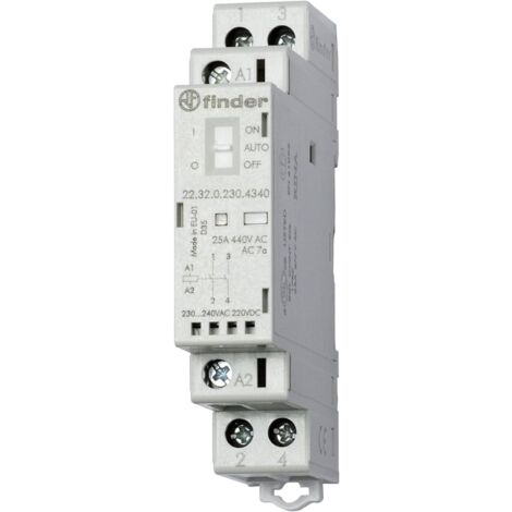 Contattore modulare 25a 2 contatti 17,5mm finder 223202304340