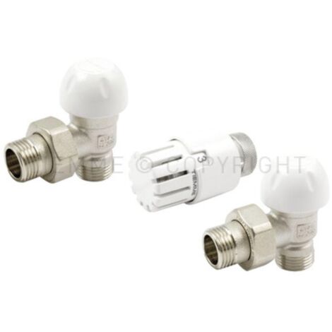 Coppia Valvola E Detentore Bianco Con Testa Termostatica E Raccordi Multistrato 16x2 - Foto 3