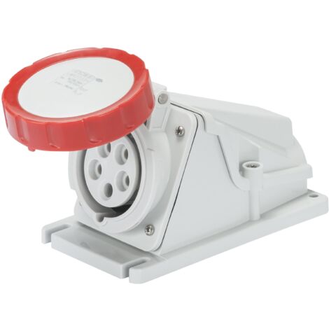 Presa fissa da parete a 90° ip67 3p+n+t 16a 380-415v 50/60hz - rosso 6h cablaggio a vite gewiss gw62505