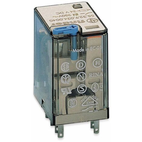 Relè industriale 10 a 24 v dc, 2 contatti scambio, montaggio su zoccolo serie 94 finder 553290240040