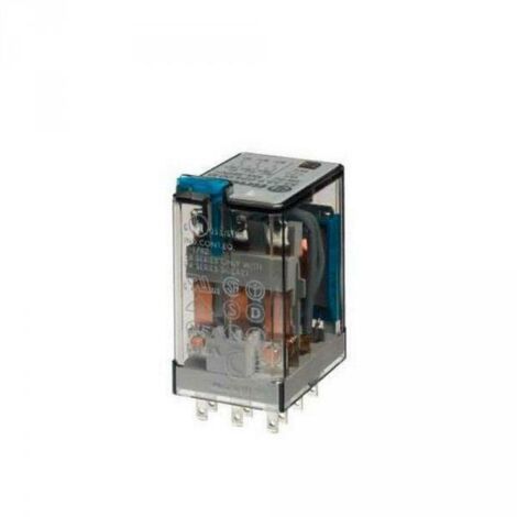 Relè industriale 2 scambi 10 a – bobina ac 230 v con led e pulsante di prova finder 553282300054 (1/6)