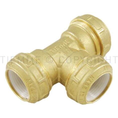 Raccordo compressione a t con ogiva in resina acetalica 32x32x32 tiemme 3430038