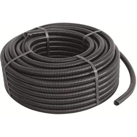 Tubo corrugato isolante nero Ø25 mm con tirafilo rotolo da 50 metri pvc autoestinguente tubifor 50-tf01025nt050