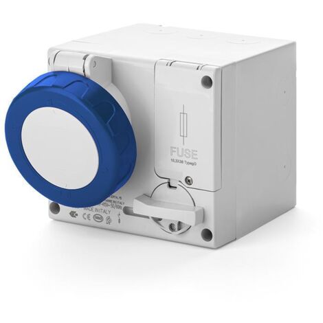 Presa interbloccata a parete 16a 2p+t 200-250v 6h ip66 ip67 136x125 mm con interblocco meccanico scame omnia 506.1683