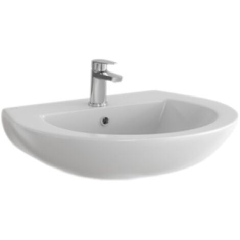 Lavabo 60 cm da bagno in ceramica bianca con foro rubinetto e troppo pieno vitra normus neo 8227l003-0001