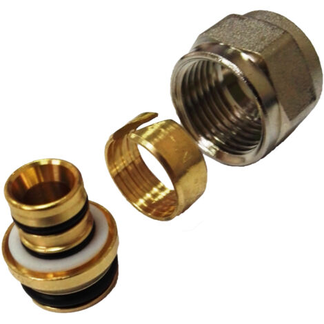 Adattatore multistrato ø16/2x1/2 pollice raccordo idraulico ottone nichelato tiemme 1440001