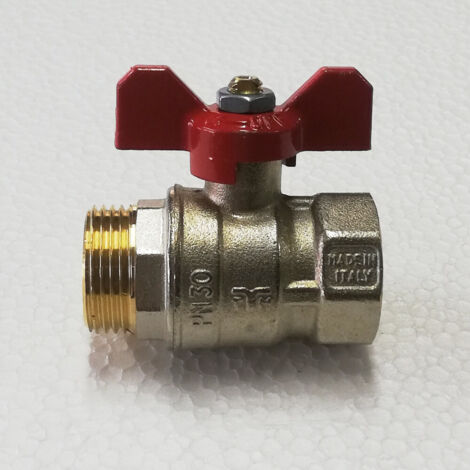 Valvola a sfera maschio femmina ottone 1/2 leva farfalla tiemme 2360001 (1/2)
