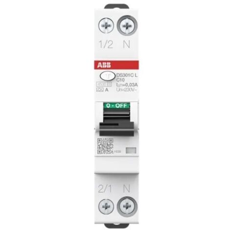 Magnetotermico differenziale 1P+N 6A C tipo A 4.5kA ABB DS301CLC6A30