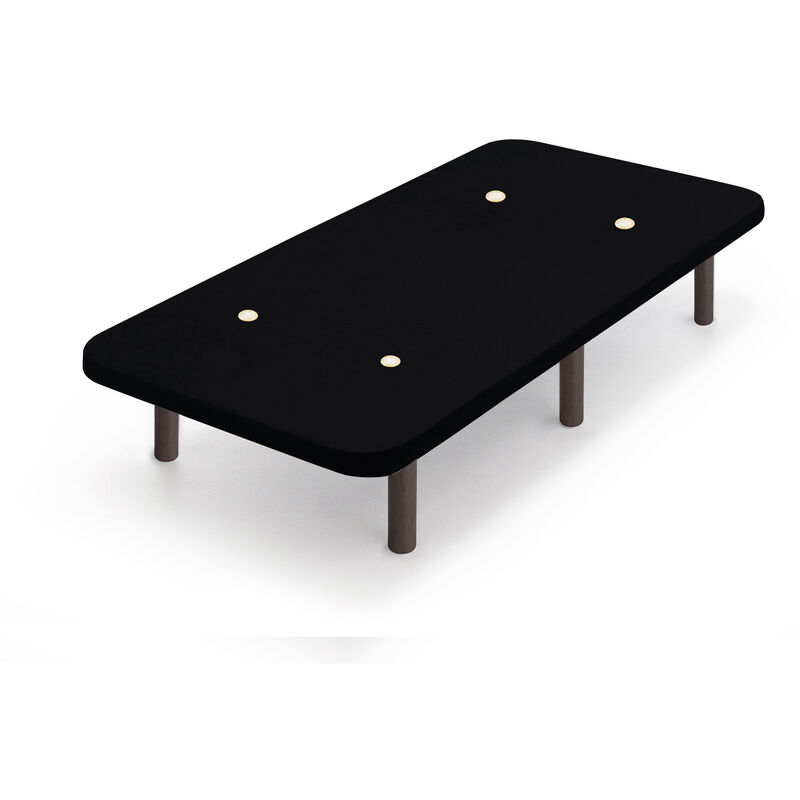 Base tapizada Poli-piel reforzada 5 barras transversales - Negro - 90x200  cm