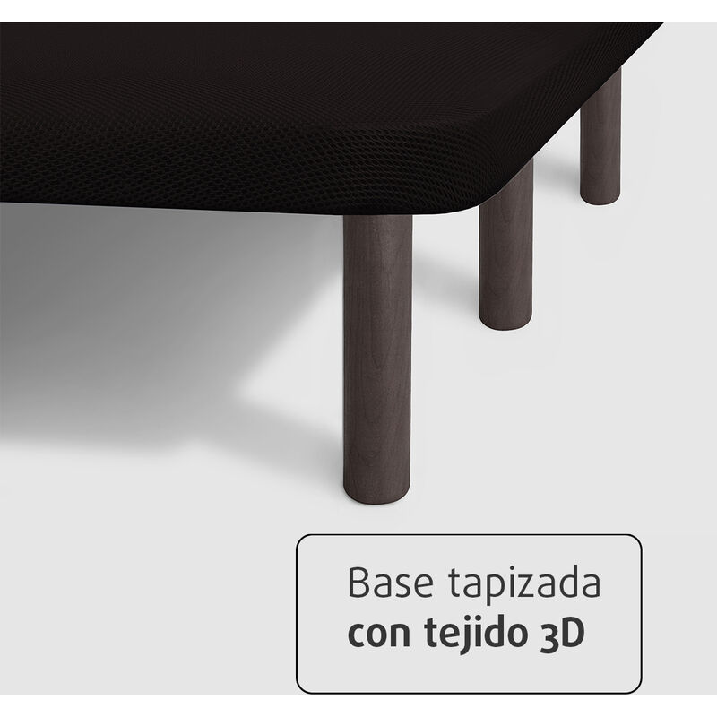 HOGAR24 ES - Base Tapizada 135x190 cm, Tejido Air Fresh 3D Color Blanco,  con Tablero Multiperforado + 6 Patas Metálicas Altura 32 cm