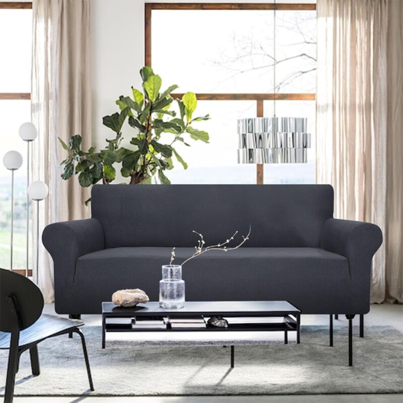 Lot De 3 Housses Extensibles Pour Canapé, Fauteuil Et Chauffeuse - Gris Clair (taie En Milk Silk)