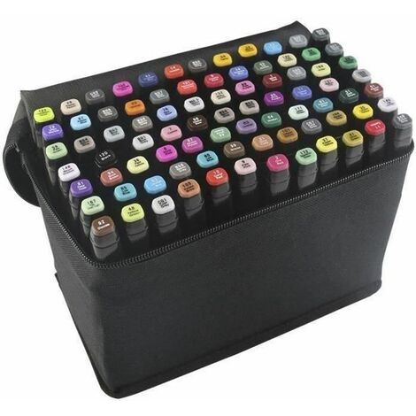 Lot De 80 Marqueurs à Alcool Nukido - Pointes Double Face 2 Mm & 7 Mm - Couleurs Vibrantes, Sac De Transport Inclus - 8
