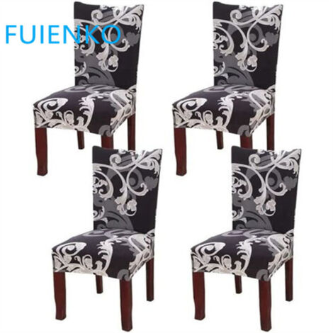 Housse de chaise Noir hauteur 60-75cm 6Pcs (1/4)