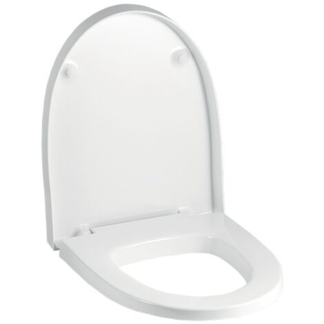 Geberit Flow WC Sitz 575950000 weiss, Scharniere Edelstahl, mit Absenkautomatik