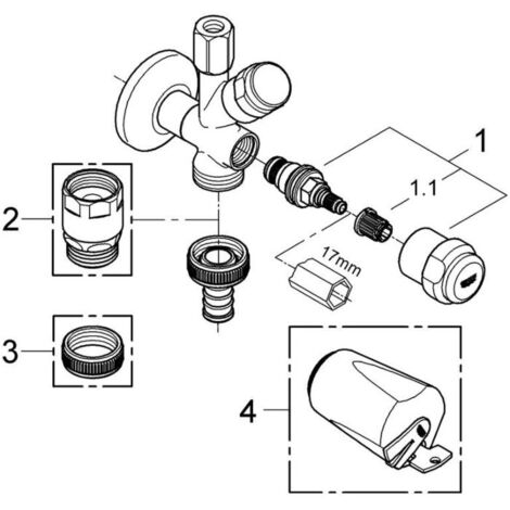 Grohe WAS Kombi-Eckventil 41073000 chrom, DN15, 1/2"