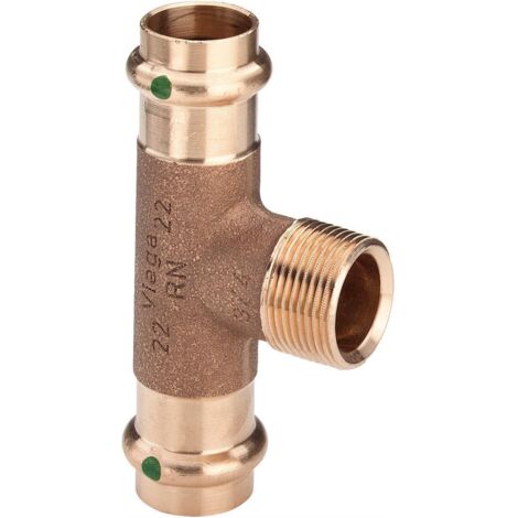 Viega Sanpress T-Stück 194130 28 x R 3/4 x 28 mm, Rotguss oder Siliziumbronze, SC-Contur