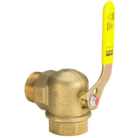 Viega Gaszählerkugelhahn 525132 R/Rp 1, Messing, Eck, für Zweistutzengaszähler