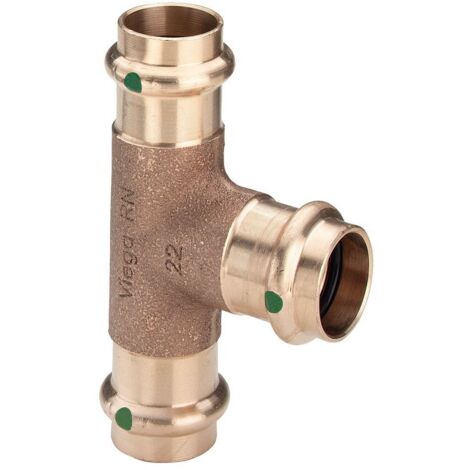 Viega Sanpress T-Stück 281403 18 x 15 x 18 mm, mit SC-Contur, Rotguss oder Siliziumbronze (1/2)
