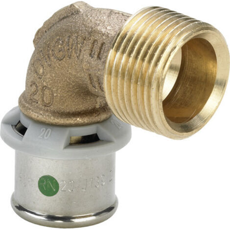 Viega Sanfix-P Bogen 566265 25 mm x R 3/4, 90°, mit SC-Contur, Mehrkant, Rotguss
