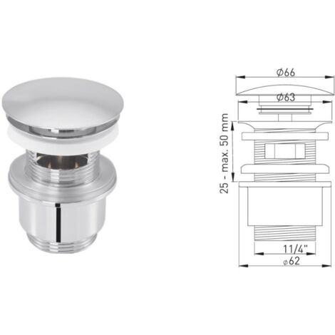 ASW Design-Exzentergarnitur 105509 1 1/4" x Ø 63 mm, Überlaufschlitze, Messing verchromt (1/2)
