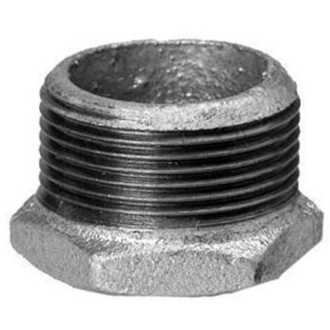 Hermann Schmidt Temperguss Reduktionsstück 13241025 DN 40 x 15, 1 1/2" x 1/2", AG/IG, verzinkt