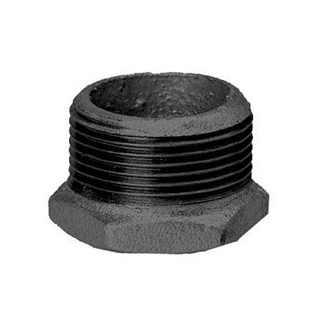 Hermann Schmidt Temperguss Reduktionsstück 14241020 DN 32 x 20, 1 1/4" x 3/4", AG/IG, schwarz