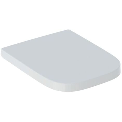 Geberit Renova Plan WC-Sitz 500692011 eckig, Befestigung von oben, Quick-Release-Scharniere Messing verchromt, mit Absenkautomatik, weiß (1/5)