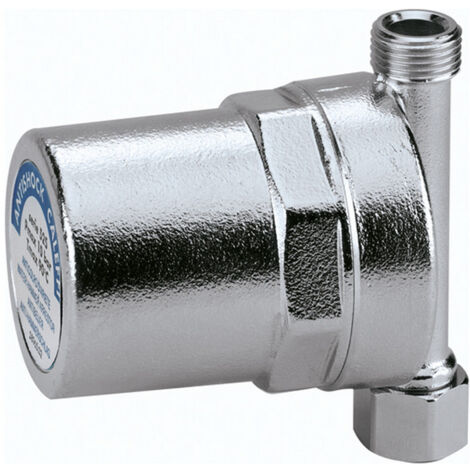Caleffi Antishock Wasserschlagdämpfer 525130 Überwurfmutter 3/8" IG x 3/8" AG, Messing-Gehäuse, verchromt