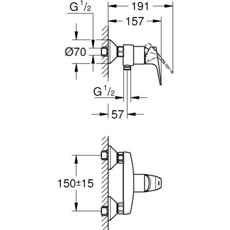Grohe BauFlow Brausearmatur 23755000 chrom, DN 15, Wandmontage