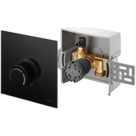 Oventrop Unibox Rücklauftemperaturregelung 1022751 Echtglas schwarz, mit Ventil und Thermostat
