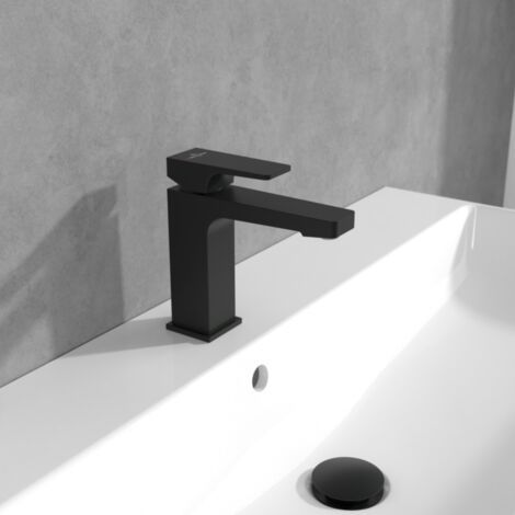 Villeroy und Boch Architectura Square Waschtischarmatur TVW125001000K5 mit Zugstangen-Ablaufgarnitur, matt black (1/8)