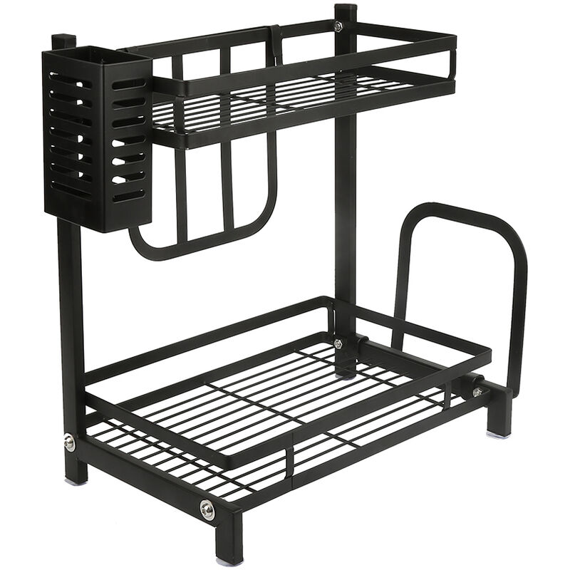 2x Especiero para Cocina Encimera, Organizador Especias, Estante de Almacenamiento  para especias 34x21x61cm Negro