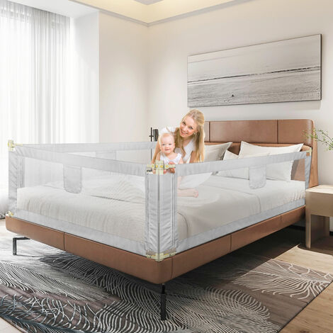 Barrera de cama para niños barandilla abatible HOMCOM 120x38x60cm