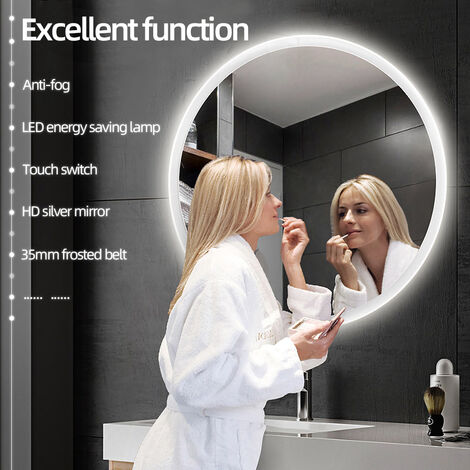Espejo de baño Redondo,LED Espejo de baño antivaho Espejo de pared Espejo  de baño 80x80cm