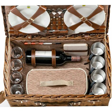 Les Jardins De La Comtesse – Picknique Escapade Rugzak Zwart – 4 Personen – Compleet Met Koelvak, Borden, Bestek, Glazen, Snijplank – 29x15x44 Cm – 2 Kg