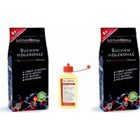 KIT Carbón Haya Pequeño 2x 1Kg + 1 paquete de gel para encendido Original Lotus Grill 200 ml