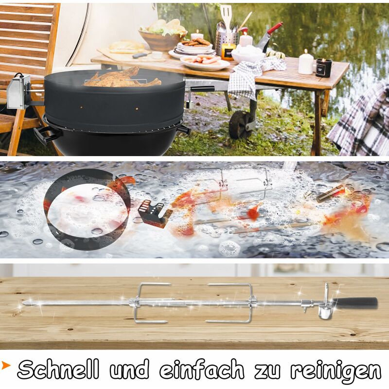 Drehspieß Edelstahl Grillgabel 25cm - Universal Rotisserie Für Luftfritteuse & Grill