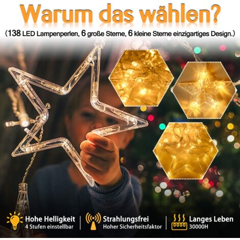 138LED Lichtervorhang Lichterkette Batterie, 12 Ste Produktbild-Vorschau 12