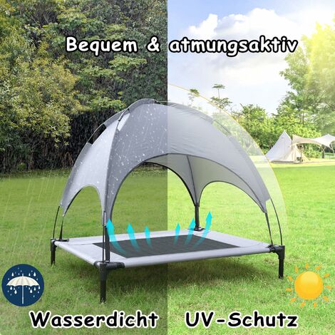 XXL Hundebett Erhöhtes Hundeliege Outdoor Kühlendes Haustierbett Wasserdichtes Katzenbett mit Baldachin & rutschfeste Fußpolster Katzenliege, für Indoor/Garten NAIZY