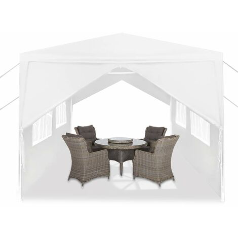 Pavillon 3x6m Zelt Partyzelt Wasserdicht Stabil mit 4 Seitenteilen &  Fenstern & Feste Bodenngel Gartenpavillon Winterfest UV-Schutz, Wei NAIZY