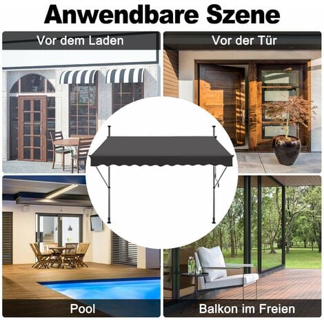Klemmmarkise 200x120cm Balkonmarkise Einziehbar Markise Balkon mit
