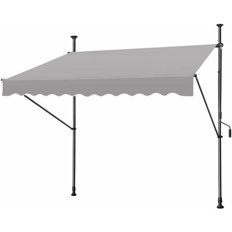Klemmmarkise 200x120cm Balkonmarkise Einziehbar Markise Balkon mit  Handkurbel ohne Bohren Sonnenschutz Balkonbespannung aus Polyester  Hhenverstellbar UV-Schutz, Hellgrau NAIZY