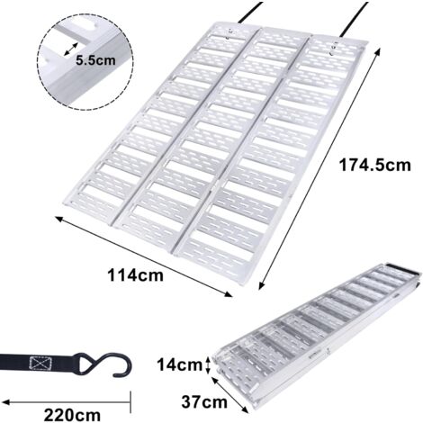 Plschckes Auffahrrampe Alu 2er Set | 120cm Länge, 400kg Traglast