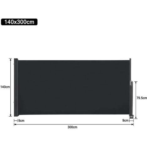 Seitenmarkise 140x300cm Balkon Sichtschutz Ausziehbar Seitenrollo 100