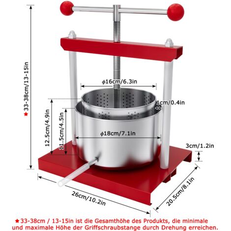 22L Obstpresse Aus Edelstahl 304 – Manuell, 150 Kg Pressleistung, Für Wein, Säfte, Honig