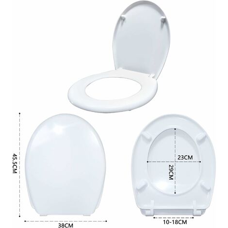 WC-Sitz mit Absenkautomatik Toilettendeckel Toilettensitz aus Hartplastik Antibakteriell Klodeckel aus Duroplast Universal Größe(Schwarz) NAIZY